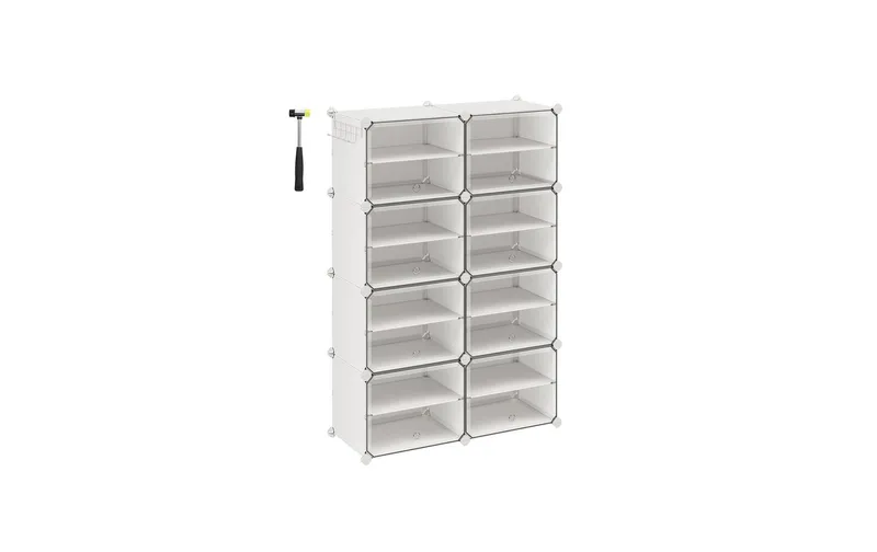 Songmics Schuhregal Schuhregal 82 x 32 x 122 cm, blanc, 8er Set