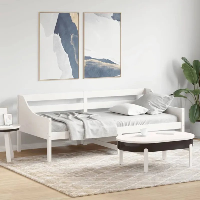 divano letto senza materasso bianco 80x200 cm legno massiccio pino