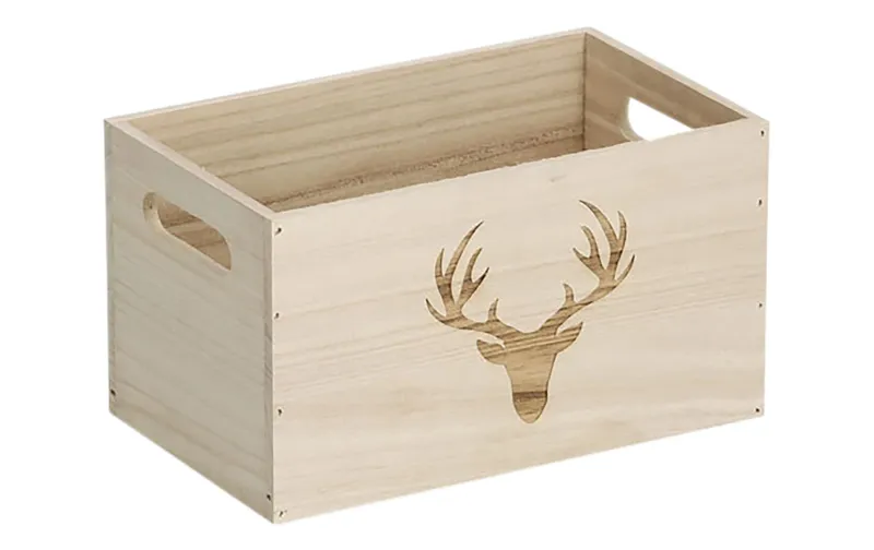 Zeller Present Aufbewahrungskiste mit Hirsch 25 x 15 x 14 cm, naturale