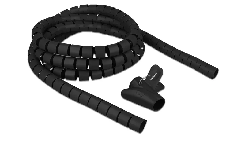 Delock Spiroschlauch mit Einziehwerkzeug, 2.5 m x 25 mm noir