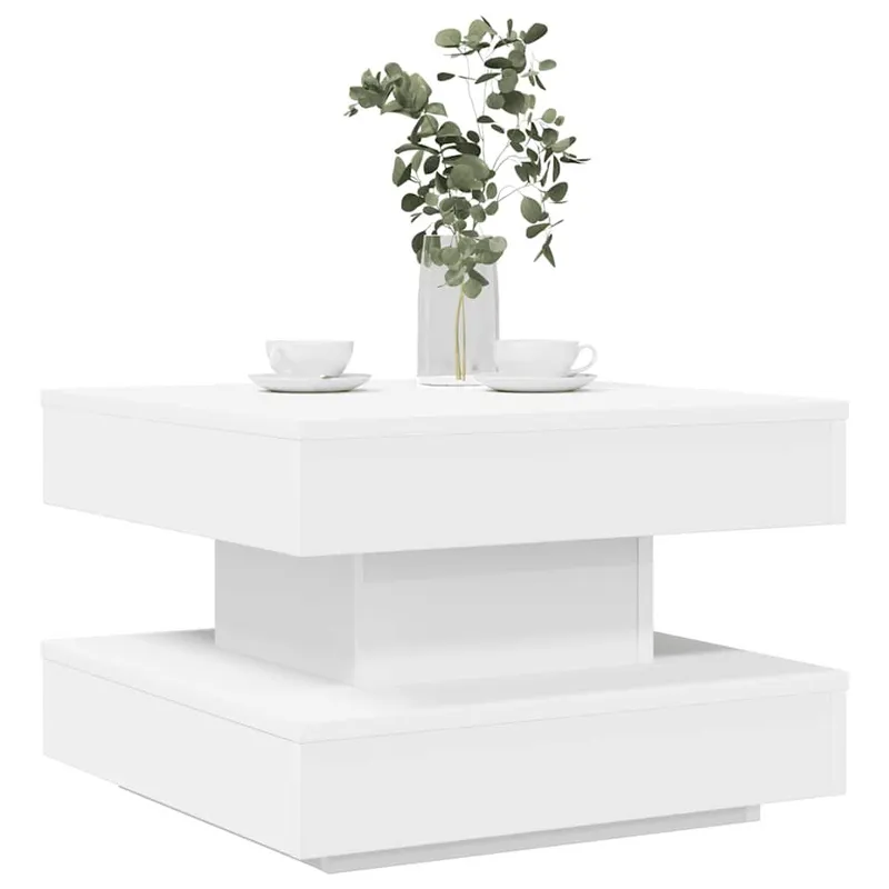 Couchtisch 360-Grad Drehbar bianco 50x50x34,5 cm