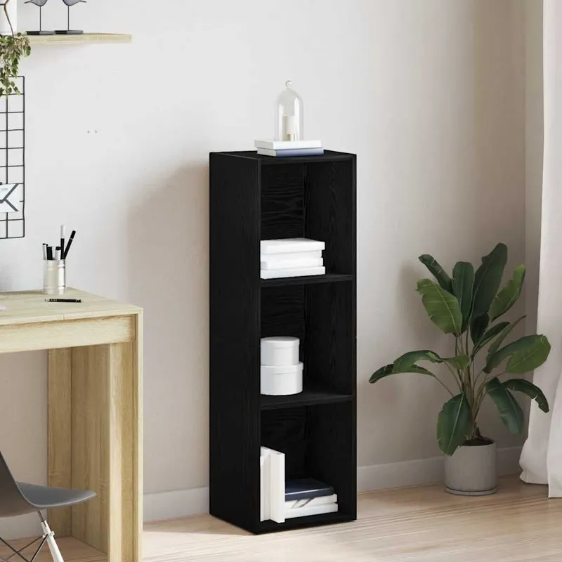 Libreria Nera Effetto Rovere 36x30x114 cm Legno Ingegnerizzato