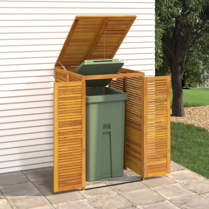 Cabanon à poubelle simple 70x89x117 cm bois massif d'acacia