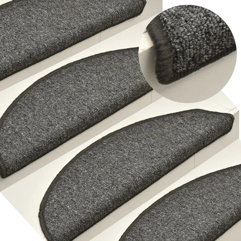 Stufenmatten 15 Stk. 56x17x3 cm Dunkelgrau Halbrund