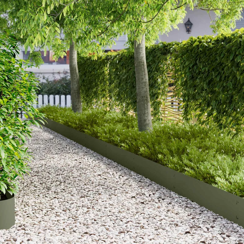 Bordure de Pelouse 10 pc 103 x 25 cm Acier Vert olive