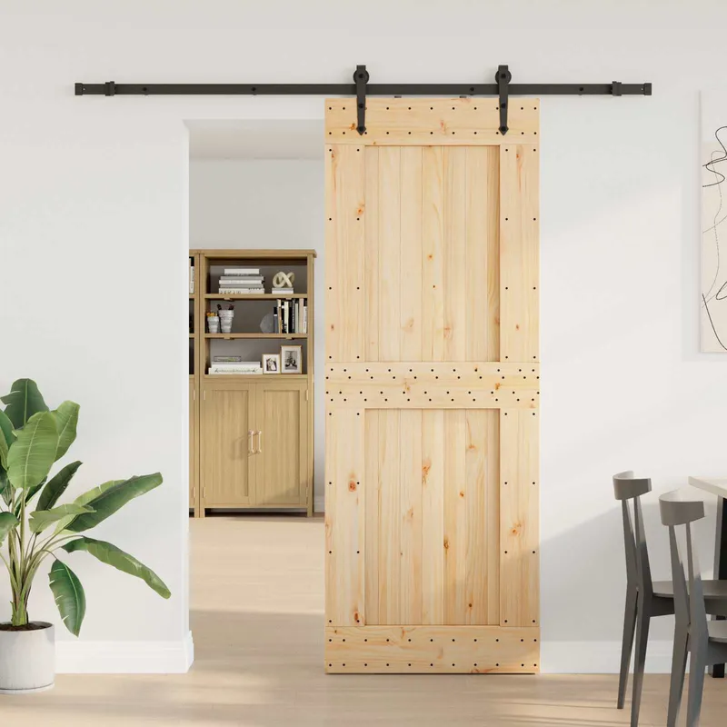 Schiebetür NARVIK Natürlich und Schwarz 85 x 210 cm (213,5 cm)