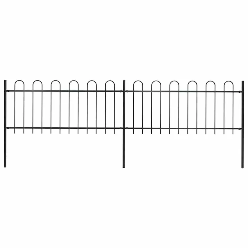 Gartenzaun mit Rundbogen Stahl 337 x 80 cm Schwarz