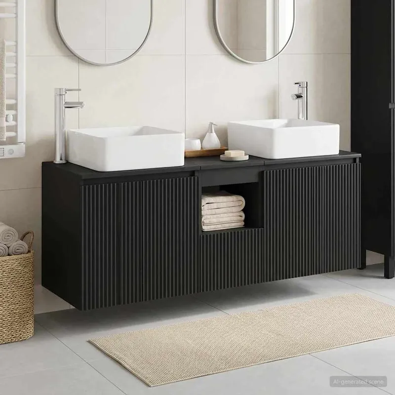 Badezimmerschrank-Set 3 stk. nero 49,5 x 41 x 63 cm