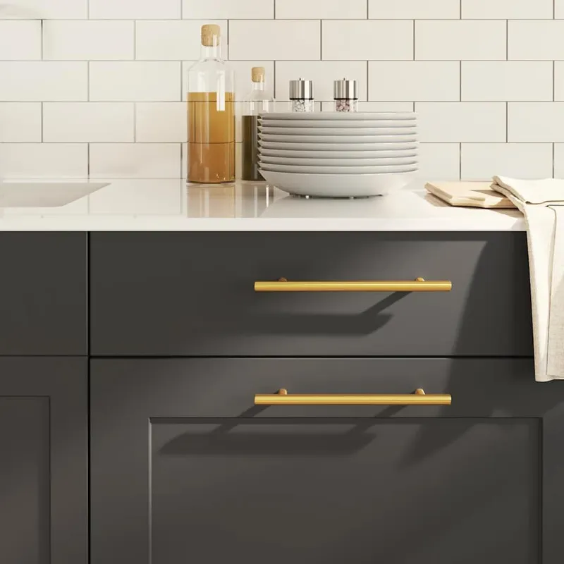 Möbelgriffe 10 Stk. Golden Lochabstand 160 mm Gesamtlänge 224 mm Edelstahl