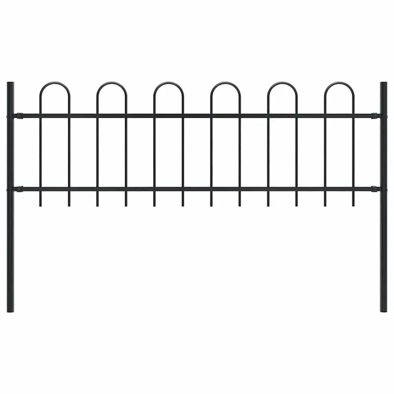 Gartenzaun BOXTEL mit Bügelaufsatz Stahl 170 x 60 cm Schwarz
