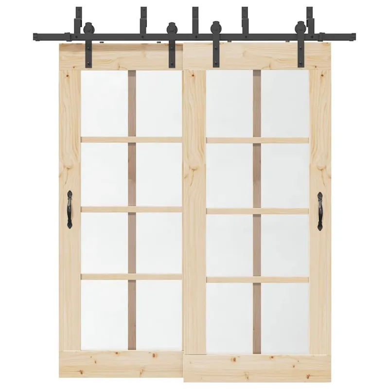 Set Ferramenta per Porta Scorrevole 200 cm Acciaio Nero