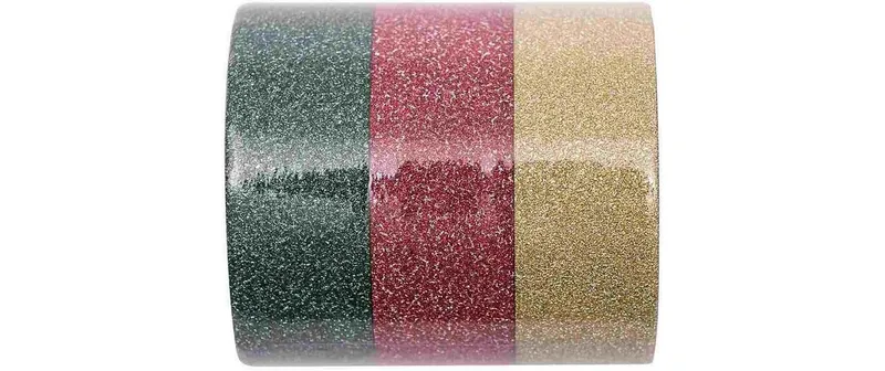 Rico Design Washi Tape Glitter 3 pieces, Gold/green/red, 5 m