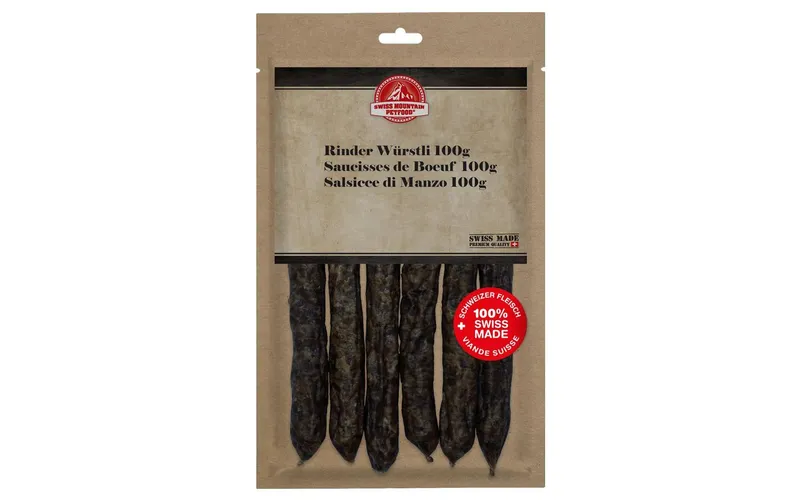 Swiss Mountain Petfood Kauartikel Rinderwürstli, 100 g