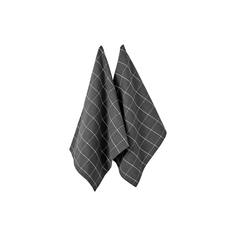 Ladelle Geschirrtuch Eco Check 45 x 70 cm, 2 pièces, anthracite