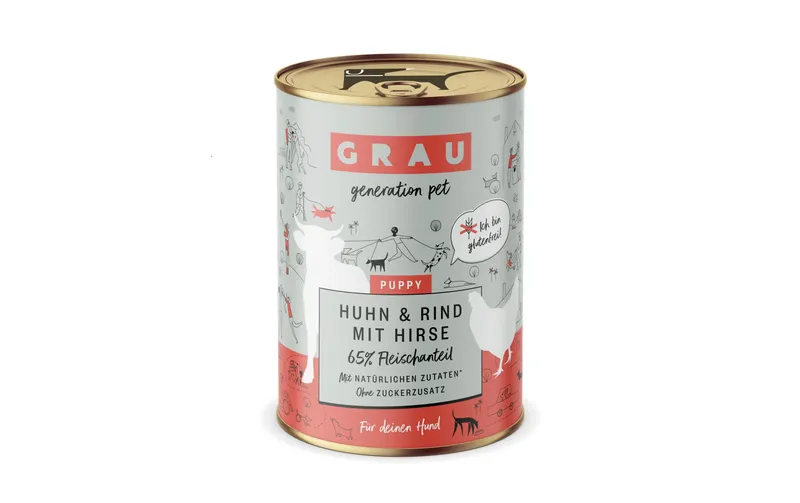 Grau Nassfutter Puppy – Huhn, Rind und Hirse 400 g