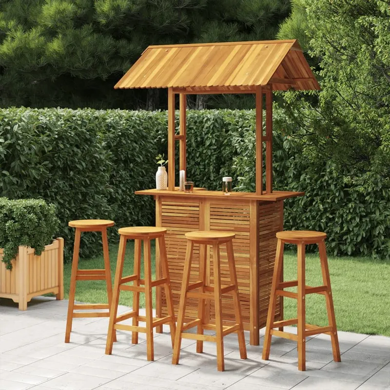5-tlg. Gartenbar-Set legno massiccio acacia