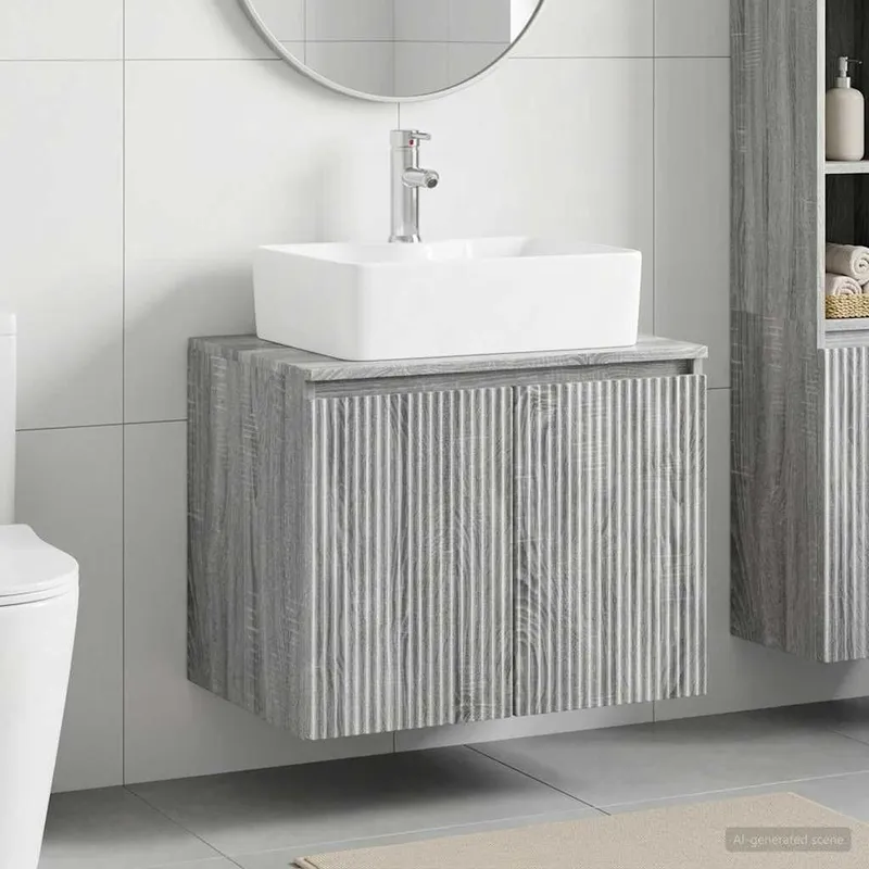 Badezimmermöbel-Set Grau Sonoma Holzwerkstoff