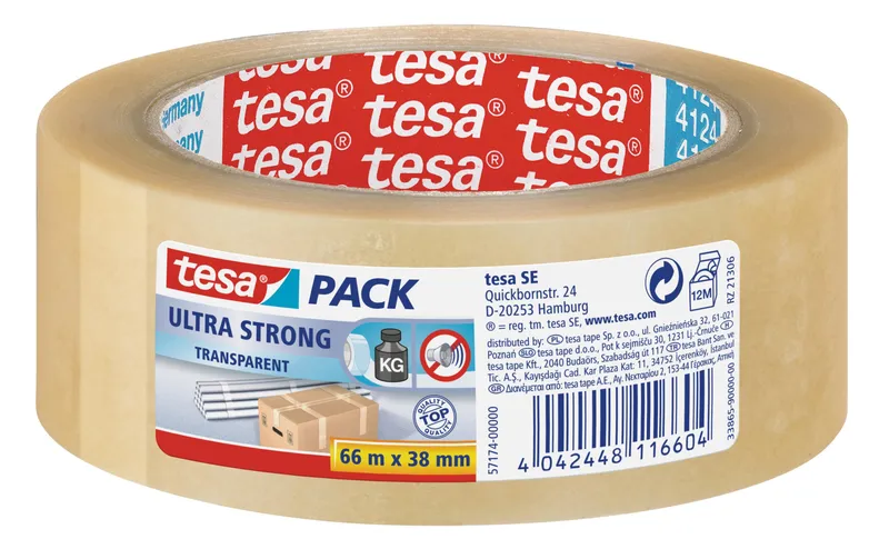 tesa Klebeband ultrastrong 38 mm x 66 m, 1 Rolle transparent