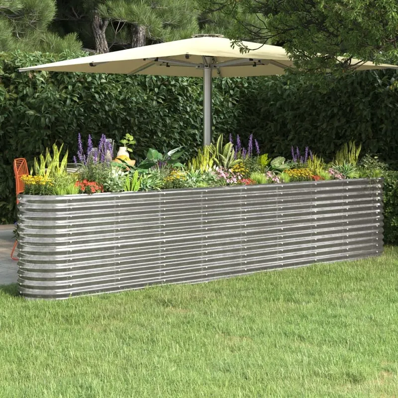 Hochbeet Verzinkter Stahl 332x40x68 cm Silbern
