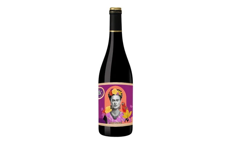 Grafik Werkstatt rossoweinflasche Frida Kahlo