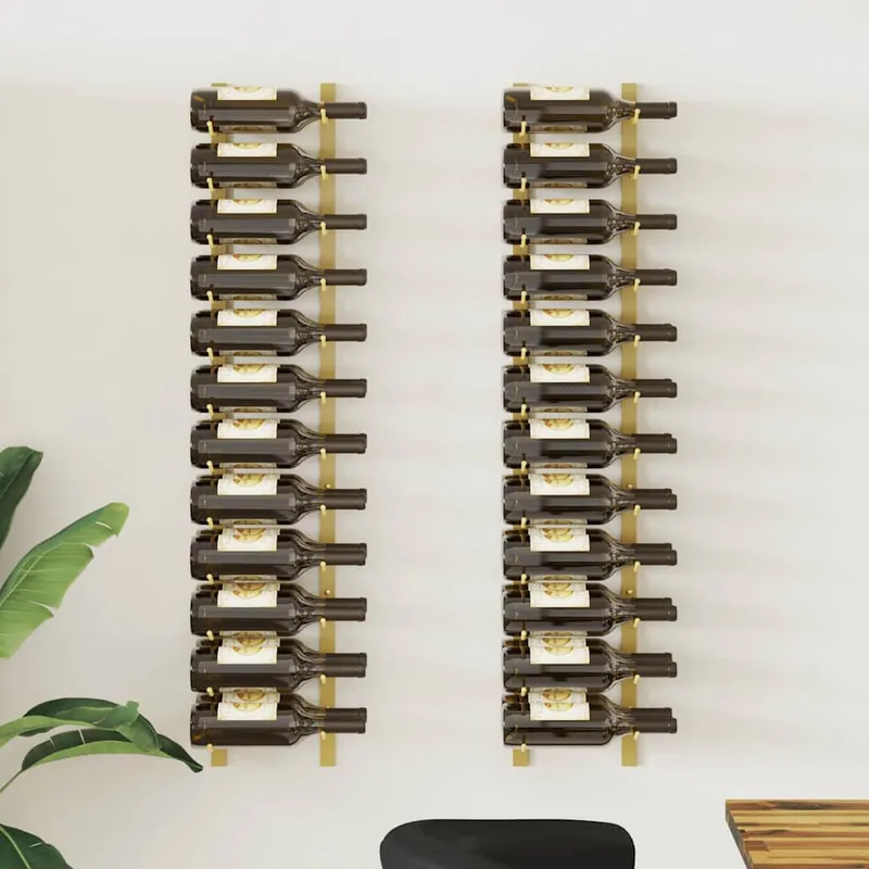 Wand-Weinregal für 24 Flaschen 2 Stk. Golden Eisen