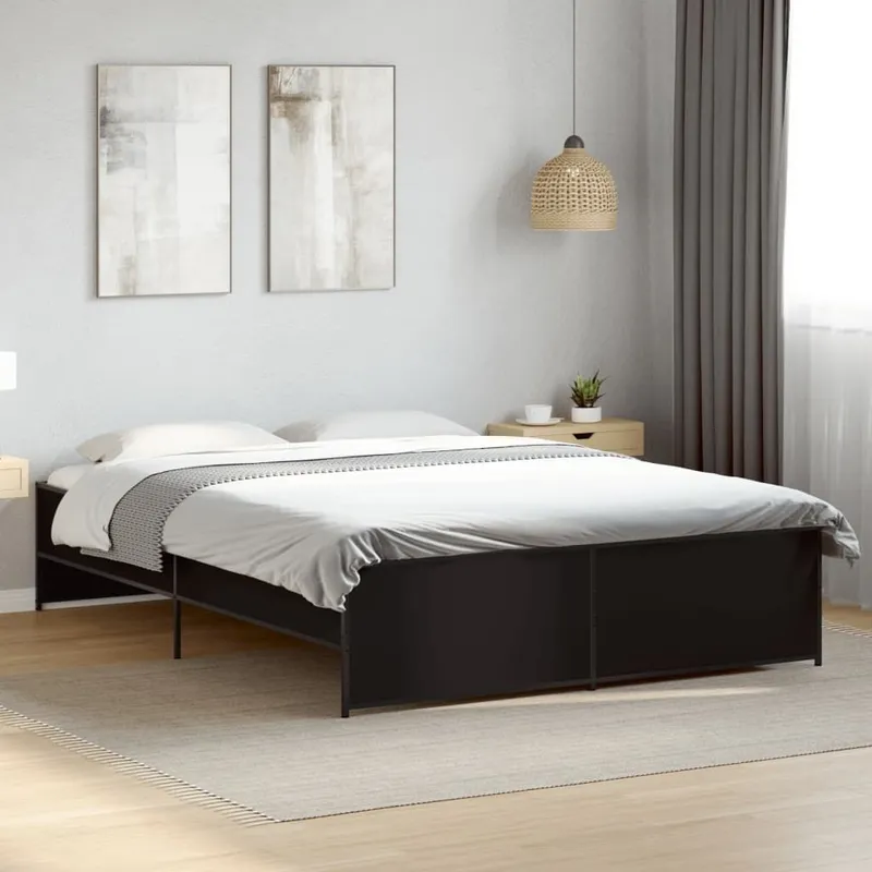 Bettgestell nero 150x200 cm derivato del legno und Metall