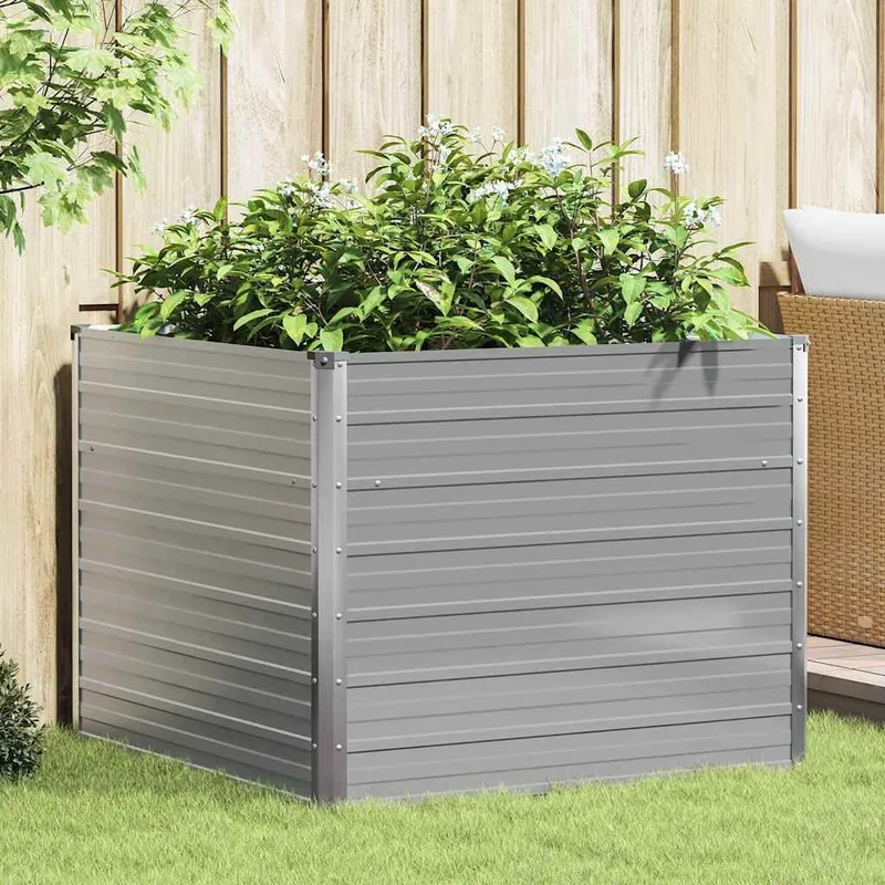 Hochbeet 100 x 100 x 77 cm Verzinkter Stahl grey