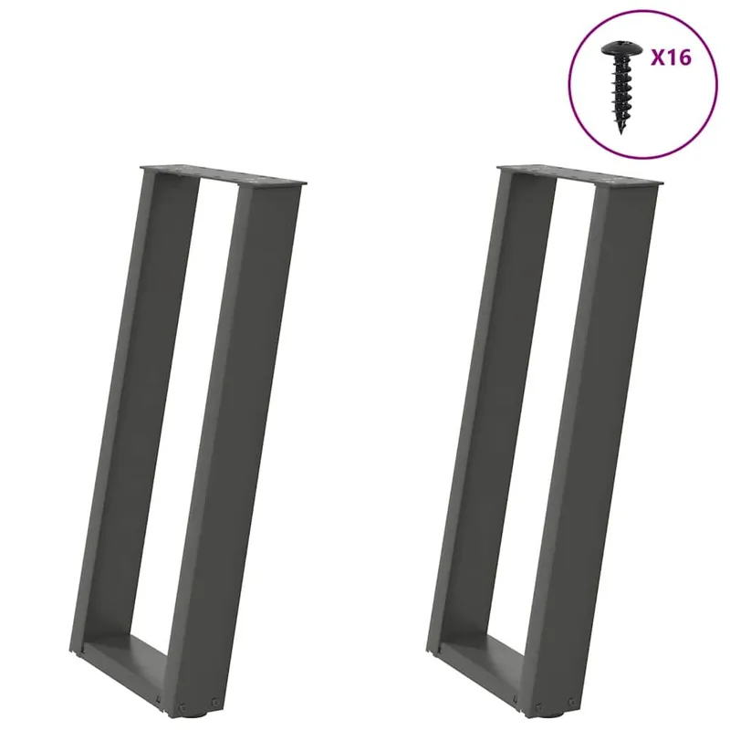 tavolo consollebeine U-Form 2 Stk. antracite 38x(72-73) cm Stahl