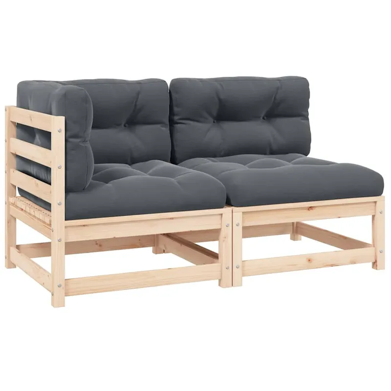 2 pcs Garten-Lounge-Set with cushions pine solid wood