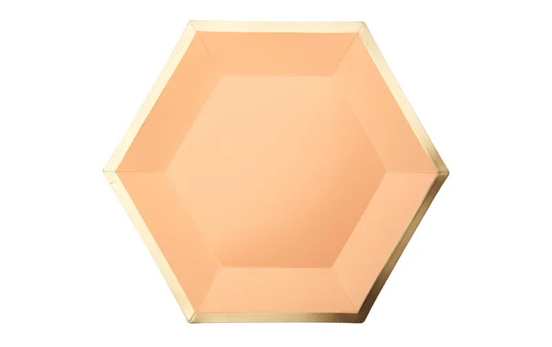 Rico Design Einwegteller Sechseck 27 x 23.5 cm, 10 pièces, Aprikose/Gold