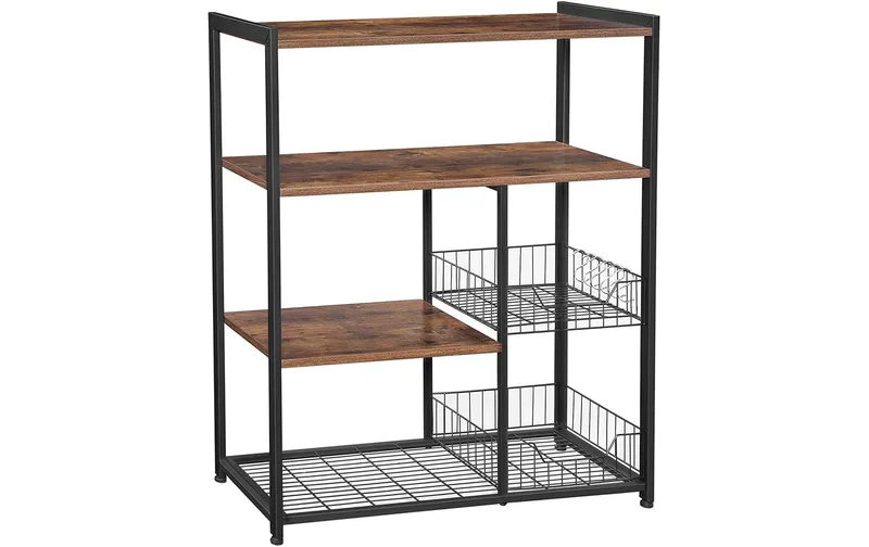 VASAGLE Küchenregal mit 6 Haken 80 x 95 cm, black/brown