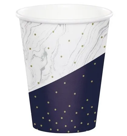 Einweg Trinkbecher blau/gold