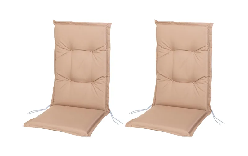 COCON Stuhlauflage Hochlehner Outdoor 118 x 50 cm, Beige, 2er-Set