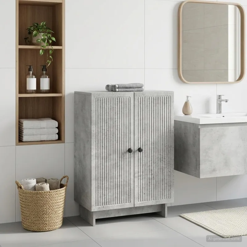 Meuble de Rangement de Salle de Bain EDE Gris béton