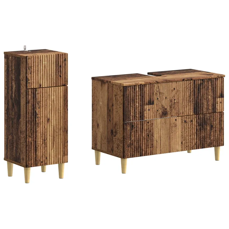 2-teiliges Badezimmer Schrank Set ARNHEM Altholz Holzwerkstoff