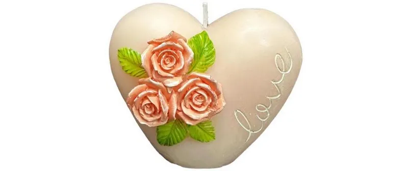Dameco Kerze in Herzform blanc/Rosa