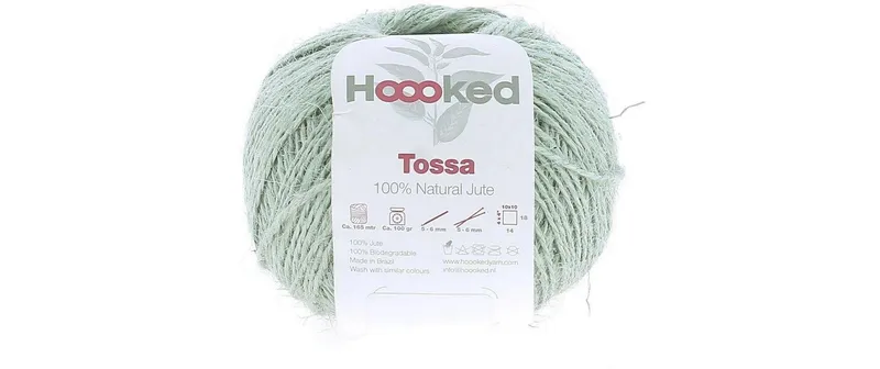 Hoooked Wolle Natur-Jute Tossa Mint, 165 m