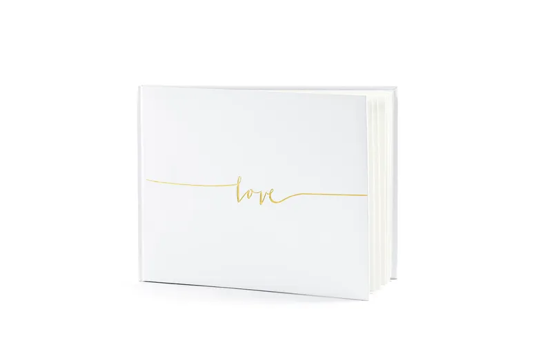 Partydeco Gästebuch Love 24 x 18.5 cm, Weiss/Gold