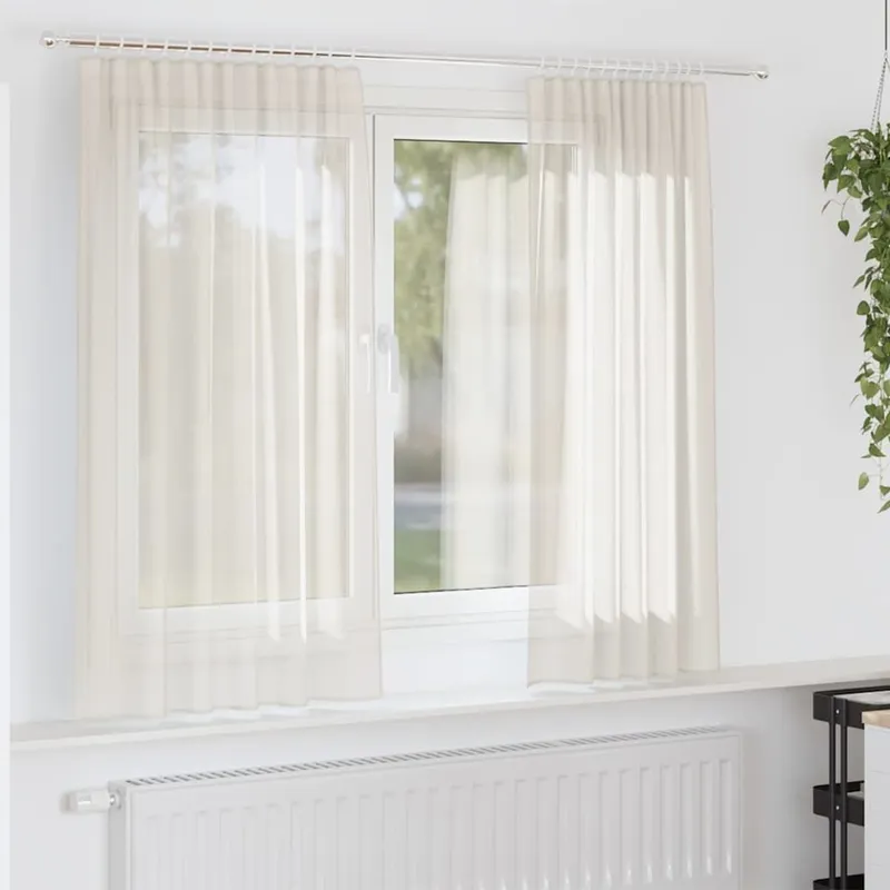Voile Vorhänge mit Stangentaschen 2 Stk. Creme