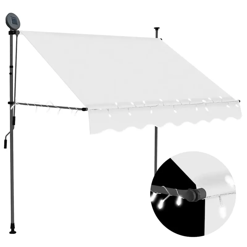 Einziehbare tenda da sole Handbetrieben con LED 150 cm crema