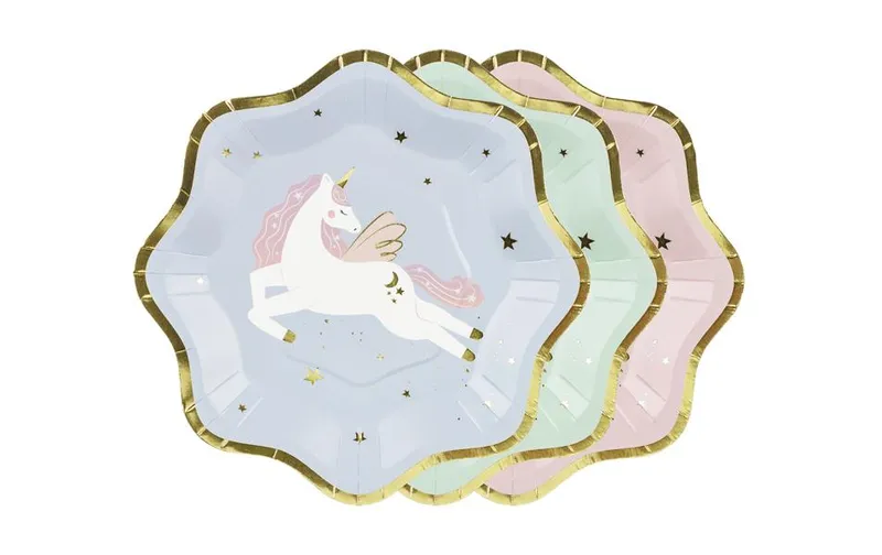 Partydeco Einwegteller Einhorn 18 cm, 6 pièces