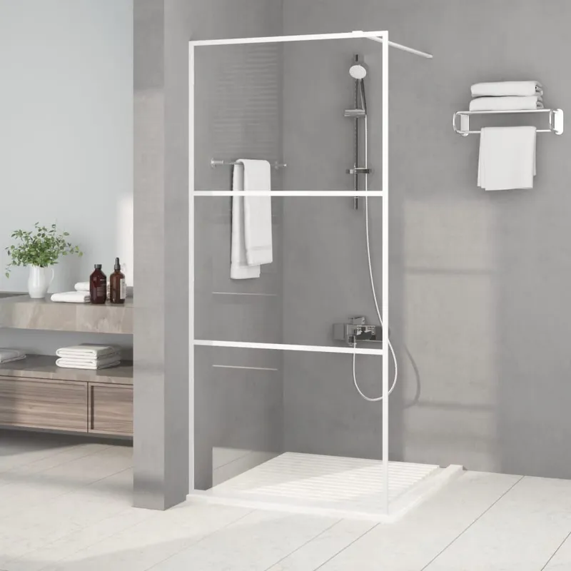 Duschwand per Begehbare Dusche bianco 90x195 cm ESG-Klarvetro