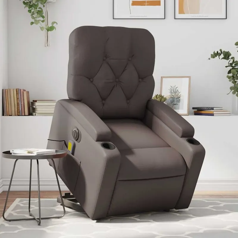 Massagesessel mit Aufstehhilfe Elektrisch marrone Kunstleder