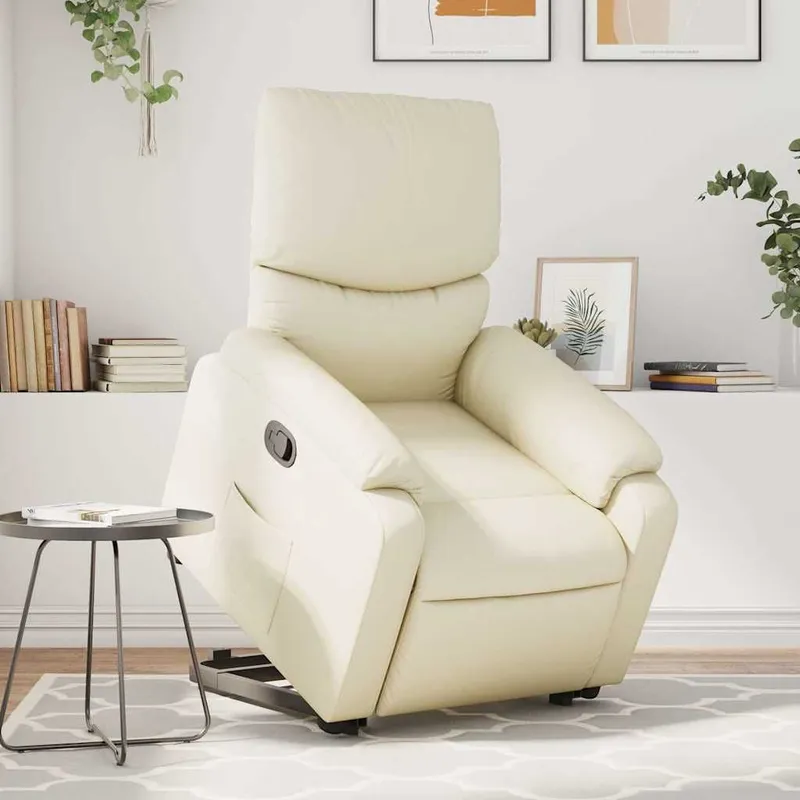 Massagesessel con Aufstehhilfe crema ecopelle