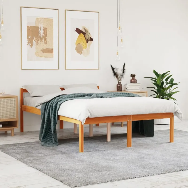 Seniorenbett Wachsbraun 135x190 cm legno massiccio pino