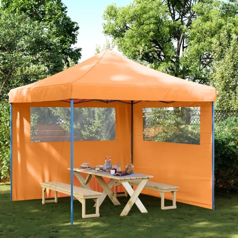 Partyzelt Faltbar Pop-Up mit 2 Seitenteilen Orange