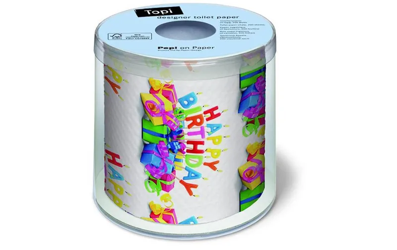 Paper + Design Toilettenpapier Happy B-day 1 Rollen, 3-lagig, multicolour