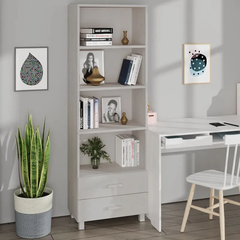 Highboard HAMAR bianco 60x35x180 cm legno massiccio pino