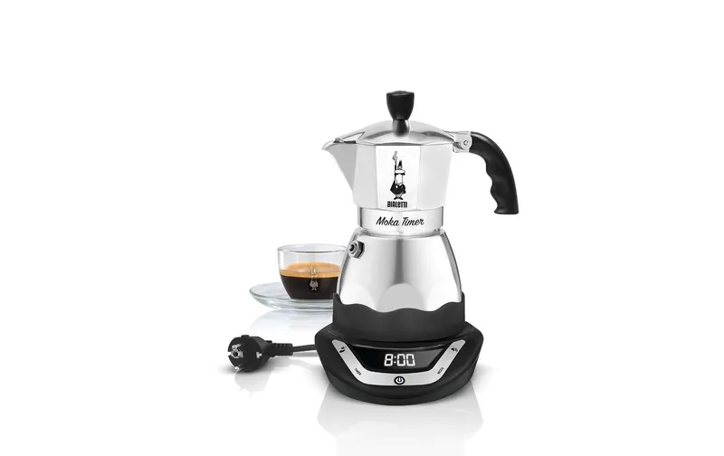 Bialetti Espressokocher Moka Timer 6 Tassen, nero/Silber
