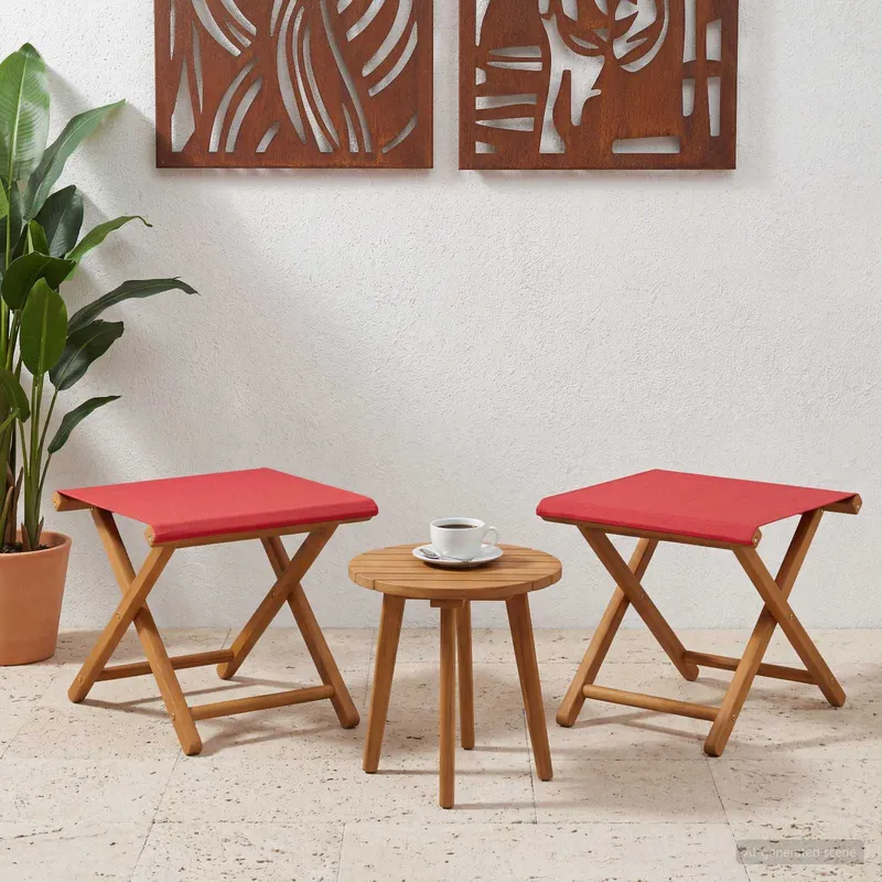 Liegestuhl 2 pcs Massives Eukalyptus Holz Rot